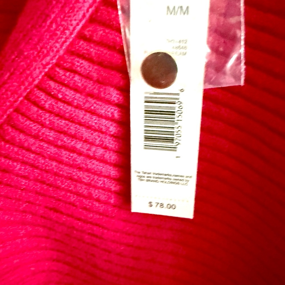 Tahari Fuchsia Ribbed Cardigan Sweater NWT Medium | Bright Pink V-Neck - Picture 6 of 12